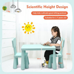 Costway 3 Pcs Kids Table And Chair Set Toddler Activity Center Children Writing Desk - thumbnail 7