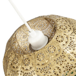 Happy Homewares 30Cm Spherical Moroccan Pendant Lamp Shade In Satin Gold Metal - Vintage Design - thumbnail 5