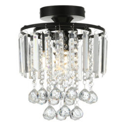 Living And Home Modern Chandelier Droplet Crystal Ball Black Base Mount Ceiling Light Fixture - thumbnail 4