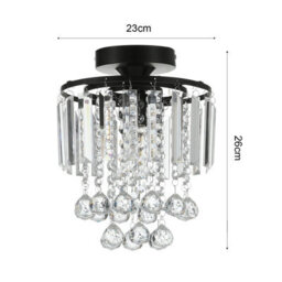Living And Home Modern Chandelier Droplet Crystal Ball Black Base Mount Ceiling Light Fixture - thumbnail 5