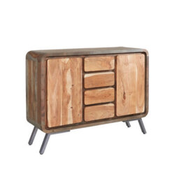 Lava Reclaimed Iron & Wooden 4 Drawer 2 Door Sideboard - thumbnail 3