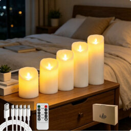 Amorly 3 Pack Usb Rechargeable Flameless Led Candles With Timer & Remote Control, Candle Lights For Wedding,festival,indoor&outdoor Decor - thumbnail 2