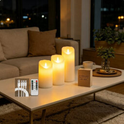 Amorly 3 Pack Usb Rechargeable Flameless Led Candles With Timer & Remote Control, Candle Lights For Wedding,festival,indoor&outdoor Decor - thumbnail 4