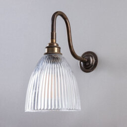 Old School Electric Elongated Prismatic Wall Light : Swan Arm - Antique Brass - thumbnail 2