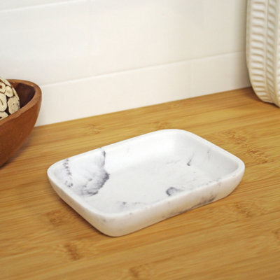 Showerdrape Octavia White Marble & Chrome Soap Dish - image 1
