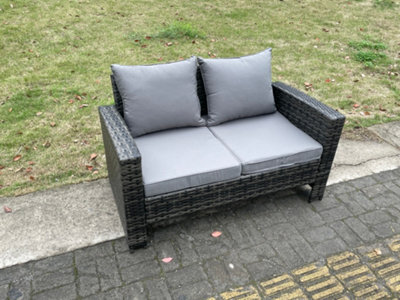 Fimous 2 Seater High Back Rattan Loveseat Sofa Patio Outdoor Garden Furniture With Thick Seat And Back Cushion - image 1