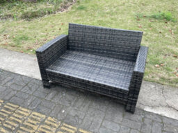 Fimous 2 Seater High Back Rattan Loveseat Sofa Patio Outdoor Garden Furniture With Thick Seat And Back Cushion - thumbnail 6