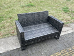 Fimous 2 Seater High Back Rattan Loveseat Sofa Patio Outdoor Garden Furniture With Thick Seat And Back Cushion - thumbnail 4
