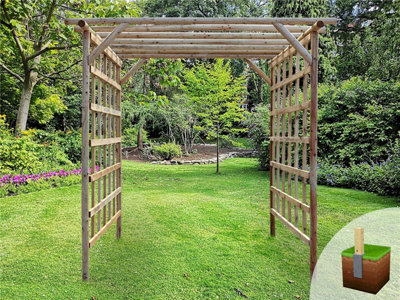 Edecks Rustic Rose Walkway Wooden Garden Pergola Full Sides (W 2400mm X D 2400mm) With Concrete In Posts (2.25M) - image 1