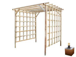 Edecks Rustic Rose Walkway Wooden Garden Pergola Full Sides (W 2400mm X D 2400mm) With Concrete In Posts (2.25M) - thumbnail 2