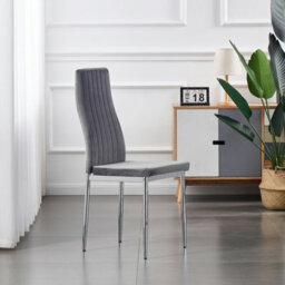 Furnizone UK Set Of 2 Dining Chairs - Monza Modern Dining Chairs - Grey Velvet Chrome Legs Dining Chairs - Kitchen Dining Room Chairs - thumbnail 2