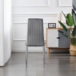 Furnizone UK Set Of 2 Dining Chairs - Monza Modern Dining Chairs - Grey Velvet Chrome Legs Dining Chairs - Kitchen Dining Room Chairs - thumbnail 5