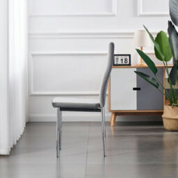 Furnizone UK Set Of 2 Dining Chairs - Monza Modern Dining Chairs - Grey Velvet Chrome Legs Dining Chairs - Kitchen Dining Room Chairs - thumbnail 4