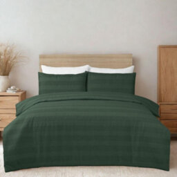 MHG Living Luxury Waffle Stripe Duvet Cover Set - Soft 200Tc Polycotton Blend, Breathable & Stylish Bedding (Super King, Turquoise)