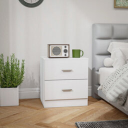 Wyld Haus Kefa Yoka White Modern Bedside Table With 2 Drawers 45W X 39.5D X 49H Cm - thumbnail 3