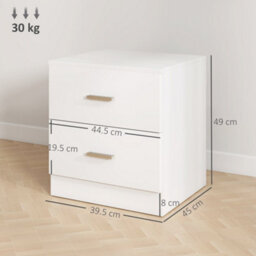 Wyld Haus Kefa Yoka White Modern Bedside Table With 2 Drawers 45W X 39.5D X 49H Cm - thumbnail 4