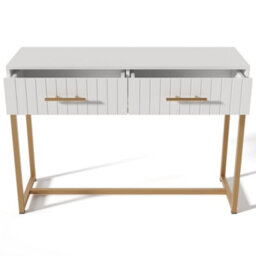 Abrihome Dressing Table With 2 Drawers 75 Cm High ,sideboard Chest Of Drawers For Bedroom, White 100X45X75Cm - thumbnail 8