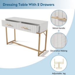 Abrihome Dressing Table With 2 Drawers 75 Cm High ,sideboard Chest Of Drawers For Bedroom, White 100X45X75Cm - thumbnail 4