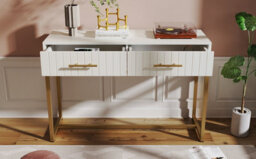 Abrihome Dressing Table With 2 Drawers 75 Cm High ,sideboard Chest Of Drawers For Bedroom, White 100X45X75Cm - thumbnail 6