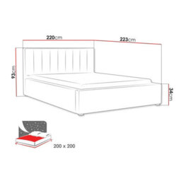 Modern Bedroom Bed Frame With Storage 200X200 Hdf And Laminated Board Metal Slatted Base 220X223X93Cm Dark Grey - thumbnail 4