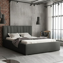 Modern Bedroom Bed Frame With Storage 200X200 Hdf And Laminated Board Metal Slatted Base 220X223X93Cm Dark Grey