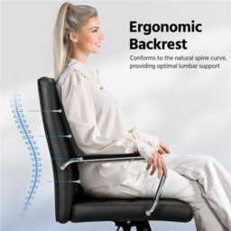 Yaheetech Height Adjustable Pu Leather Office Chair With Armrests - Black - thumbnail 6