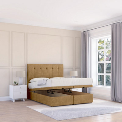 "Sloomy Highbury Mink Plush 4Ft Ottoman Bed End Opening With Sprung Memory Mattress & 26"" Headboard-Small Double"