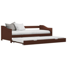 Berkfield Pull-Out Sofa Bed Frame Dark Brown Pinewood 90X200 Cm
