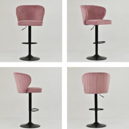 Lakeland Furniture Hexham Pink Velvet Gas Lift Base Bar Stool - thumbnail 2