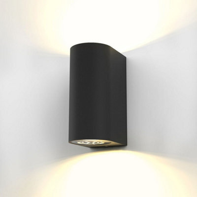 B.k.licht Black Outdoor Wall Light Led Ip44 Waterproof Lamp Gu10 Bulbs Included 2X 400Lm - image 1