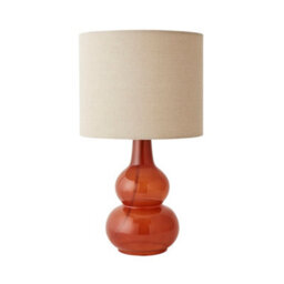 Valuelights Maguire Burnt Orange Bubble Glass Table Lamp With Natural Linen Shade - thumbnail 1