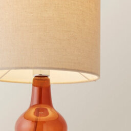 Valuelights Maguire Burnt Orange Bubble Glass Table Lamp With Natural Linen Shade - thumbnail 3