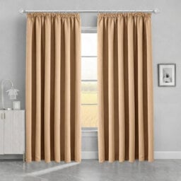 Bedlooms Blackout Curtains Thermal Insulated Pencil Pleat Beige Large Window Curtain (Pair) 90 X 72 Inches With Tie Backs - thumbnail 1
