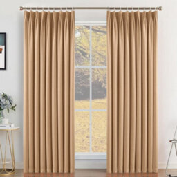 Bedlooms Blackout Curtains Thermal Insulated Pencil Pleat Beige Large Window Curtain (Pair) 90 X 72 Inches With Tie Backs - thumbnail 9