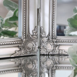 Melody Maison Ornate Vintage Silver Triple Dressing Table Mirror 55Cm X 74Cm - thumbnail 4