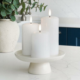 Festive Lights Ember™ Battery Signature White Candle, Trio - thumbnail 1