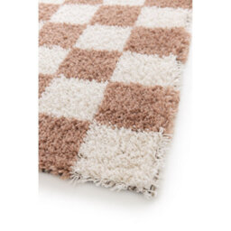 Melrose Nomadic Shaggy Orange Colour Chequer Patterned Indoor Large Area Rug 160/230Cm - thumbnail 3