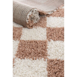 Melrose Nomadic Shaggy Orange Colour Chequer Patterned Indoor Large Area Rug 160/230Cm - thumbnail 2