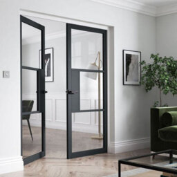 JB Kind Doors Cosmo Grey Clear Glass Internal Laminate Door - thumbnail 3
