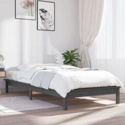 Berkfield Bed Frame Grey 90X190 Cm Single Solid Wood Pine - thumbnail 1