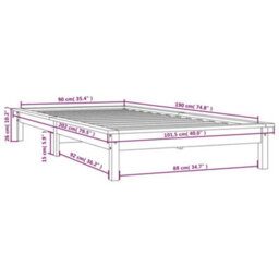 Berkfield Bed Frame Grey 90X190 Cm Single Solid Wood Pine - thumbnail 9