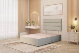 Somnior Beds Somnior Chambery Tweed Fabric 2Ft6 Small Single Divan Bed Base With Upholstered Headboard Natural