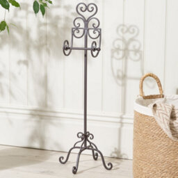 Dibor Vintage Style Cast Iron Toilet Roll Holder Ornate Scrolled Antique Brown Freestanding Toilet Paper Dispenser Tissue Stand - thumbnail 3