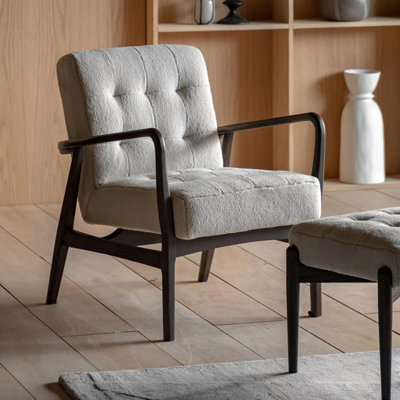 Xample Gallery Humber Natural Faux Sheepskin Armchair, Solid Oak Frame, Foam Cushioned Accent Chair, Fully Assembled - image 1