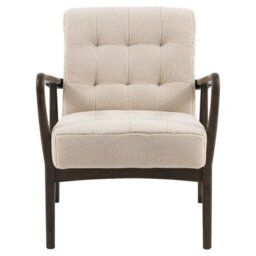 Xample Gallery Humber Natural Faux Sheepskin Armchair, Solid Oak Frame, Foam Cushioned Accent Chair, Fully Assembled - thumbnail 5