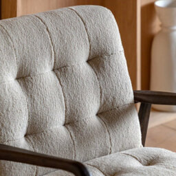 Xample Gallery Humber Natural Faux Sheepskin Armchair, Solid Oak Frame, Foam Cushioned Accent Chair, Fully Assembled - thumbnail 3