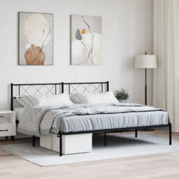 Walplus Metal Bed Frame Without Mattress With Headboard Black 180X200Cm - thumbnail 1