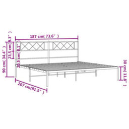 Walplus Metal Bed Frame Without Mattress With Headboard Black 180X200Cm - thumbnail 9