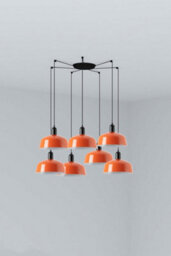 Luminosa Lighting Luminosa Tatawin Medium Cluster Pendant Ceiling Light Satin Black, Gloss Reddish Orange 7X E27