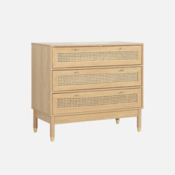 Sweeek - Sideboard Wood Decor And Cane 3 Drawers Natural 90X40X80 Cm - Judith